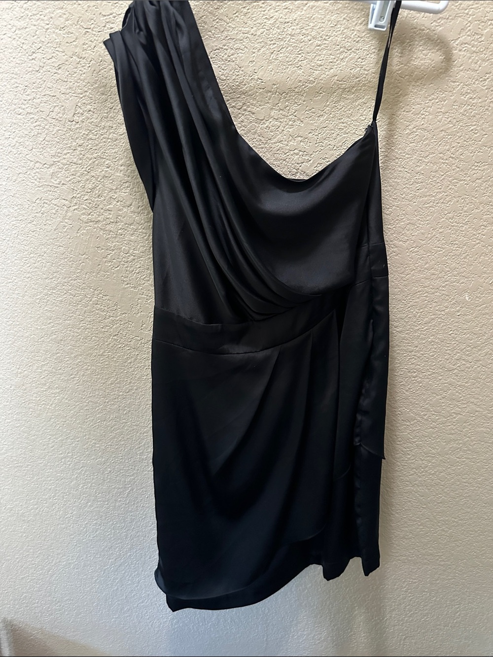 BCBGeneration Black One-Shoulder Draped Cocktail Dress